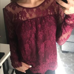 Tops - Burgundy Lace top Tops - Burgundy Lace top